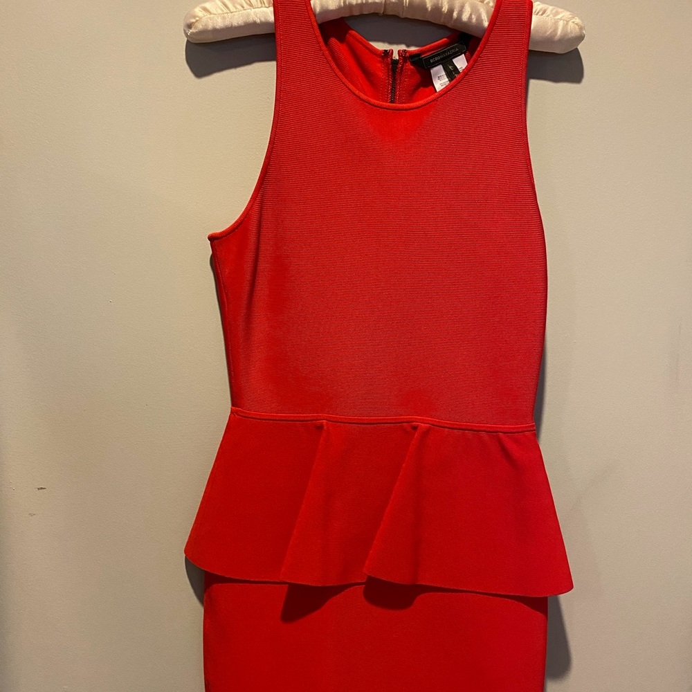 BCBG red peplum mini dress